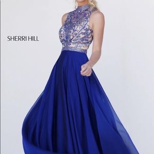 Sherri Hill Royal Blue Illusion Prom Dress